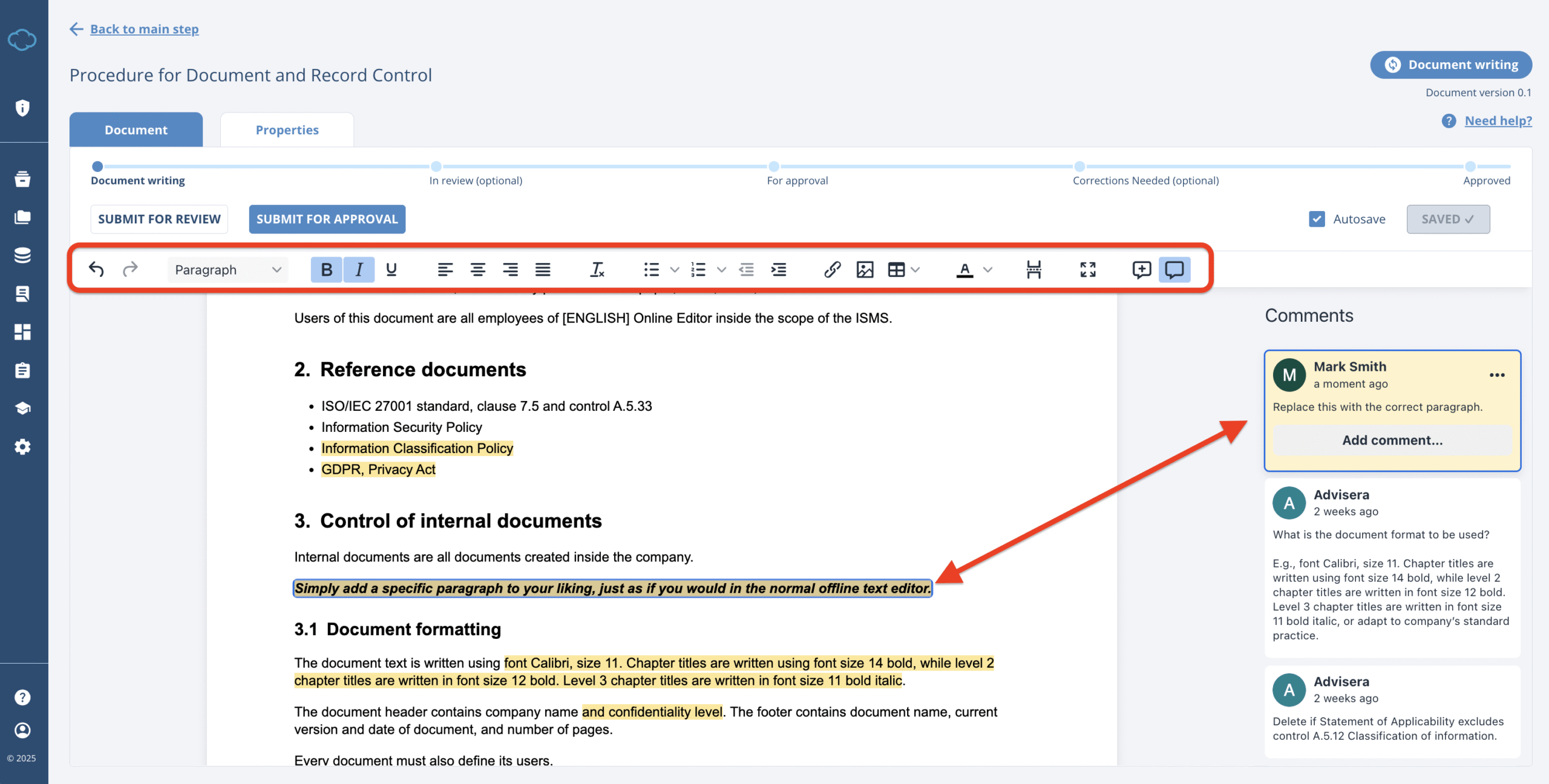 Working with Documents in Conformio Working with Documents in Conformio - Advisera Help Center