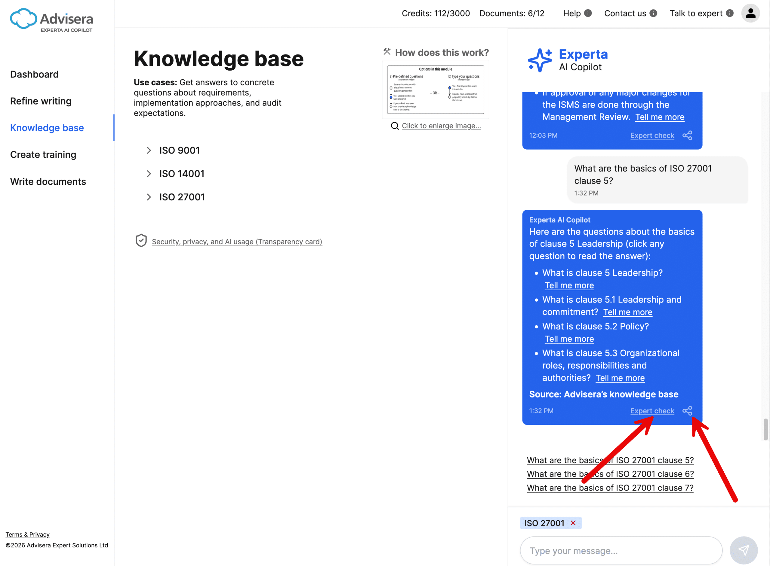 How to use Experta’s chatbot sidebar How to use Experta’s chatbot sidebar - Advisera Help Center