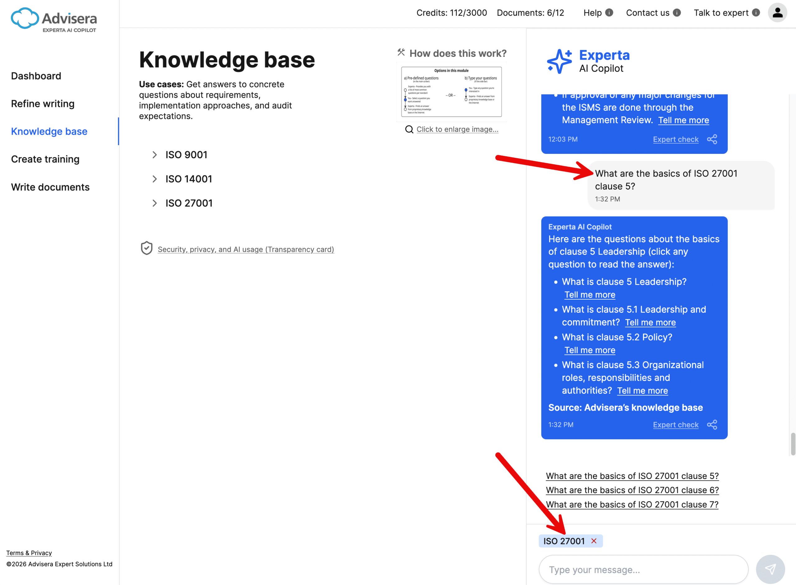 How to use Experta’s chatbot sidebar How to use Experta’s chatbot sidebar - Advisera Help Center