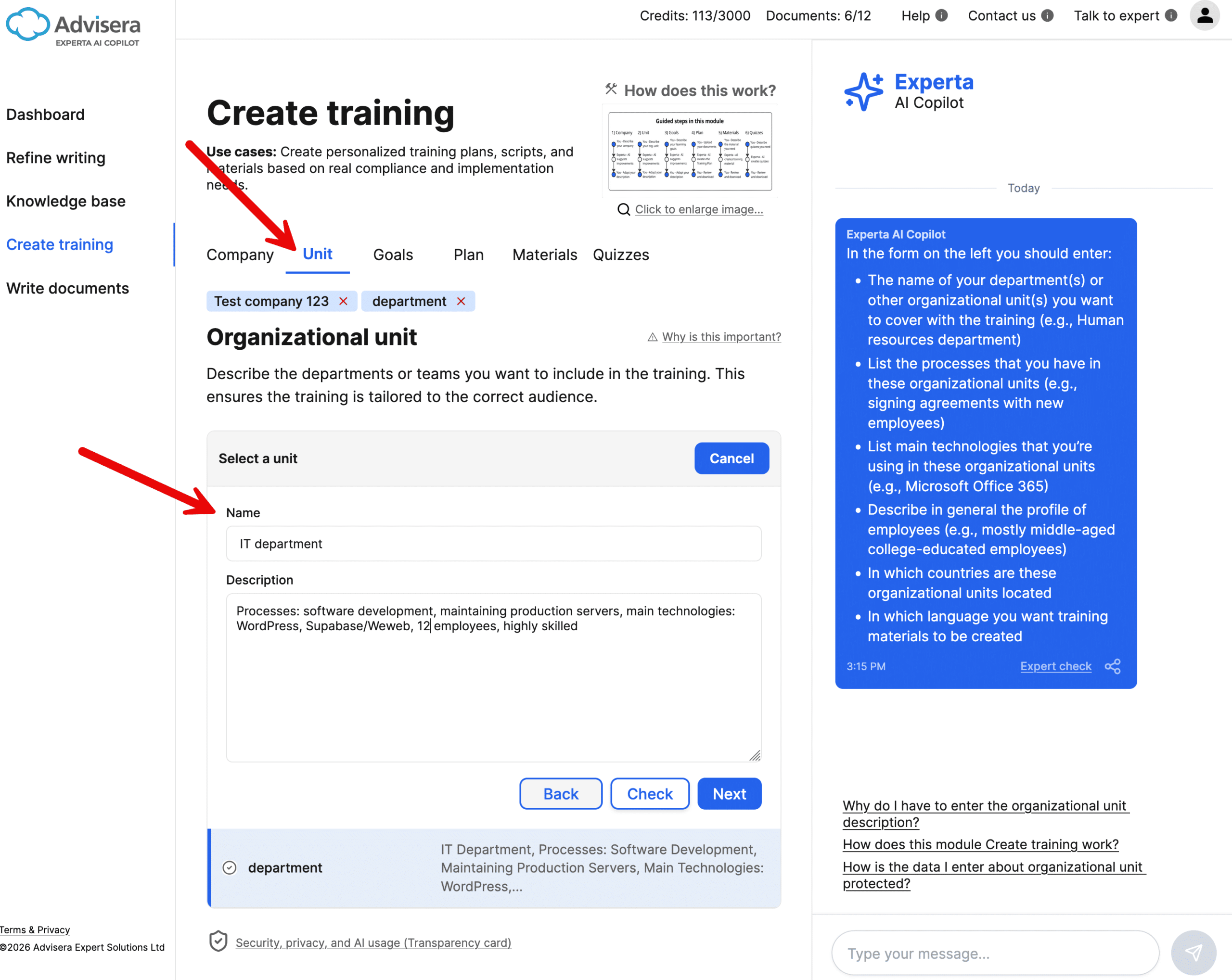 How to use the module Create training How to use the module Create training - Advisera Help Center
