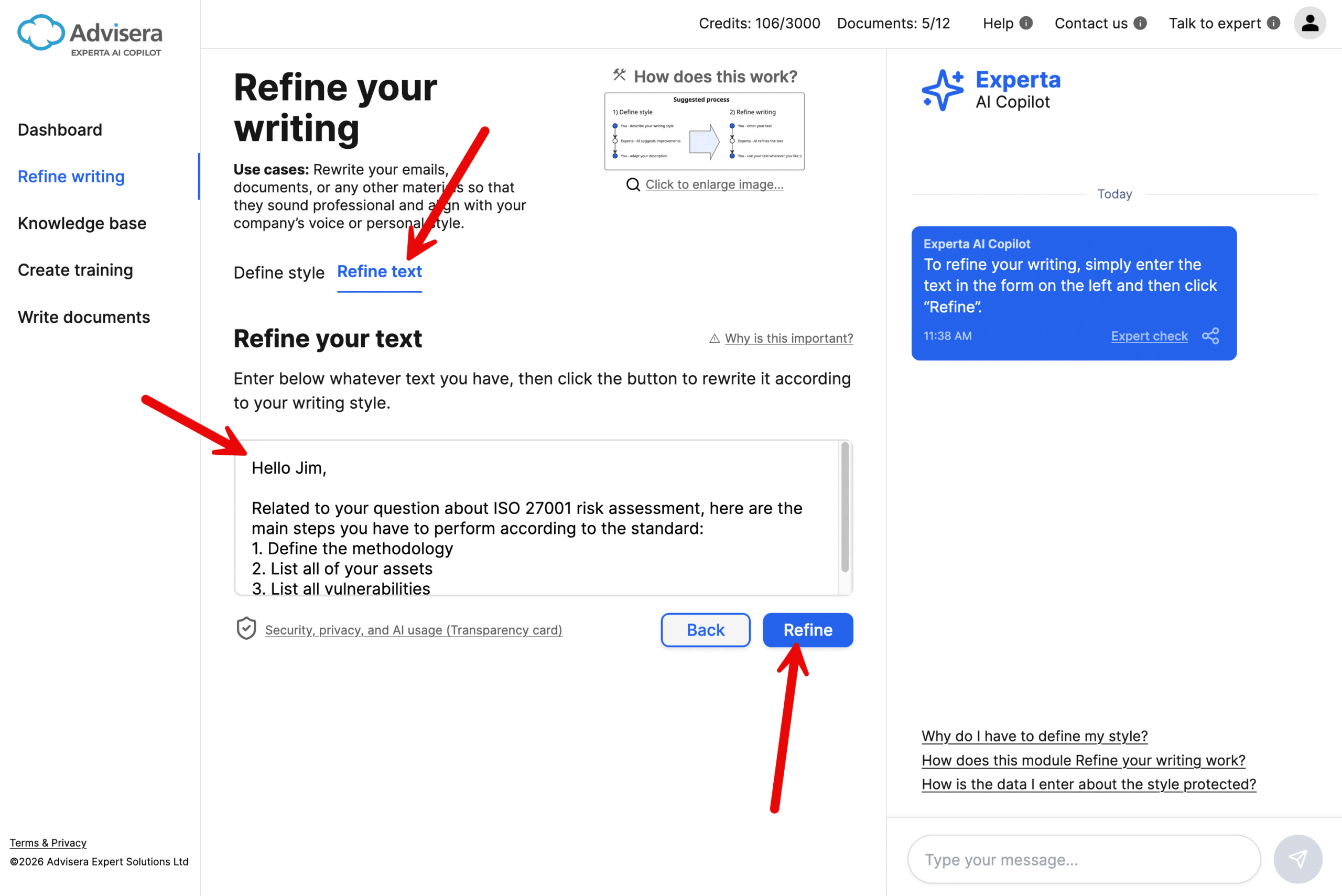 How to use the module Refine writing How to use the module Refine writing - Advisera Help Center